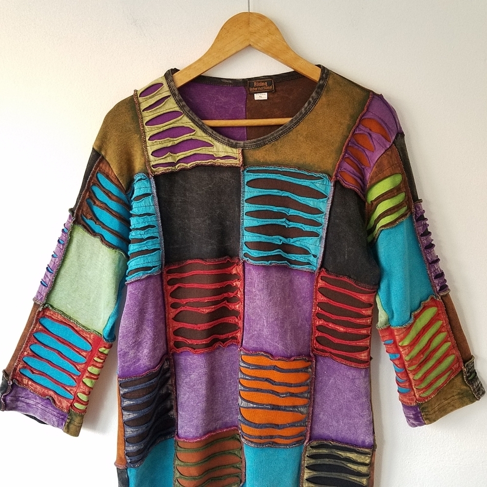Rising International Multi-Color Patchwork Boho L… - image 3